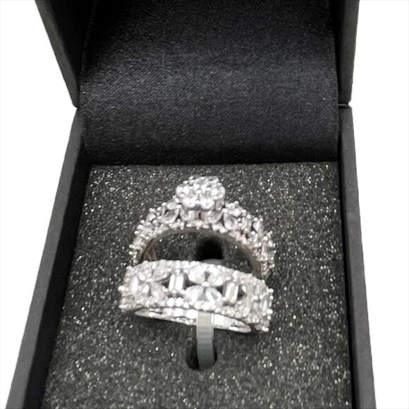 Fashion Jewelry Ring Set Silver Plated Cubic Zirconia Size 7 - Picture 7 of 7